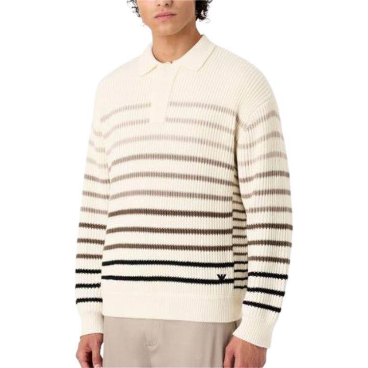 EMPORIO ARMANI SS24 Gradient Stripe Knit Long Sleeve Men’s Sweater Off-White. 3D1MXG-1MPHZ-F177 圖 5