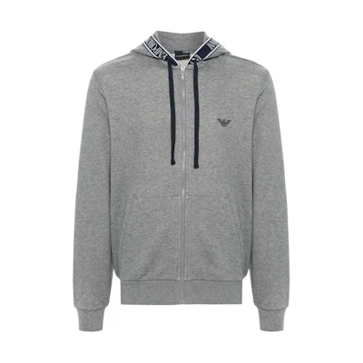 Emporio Armani SS24 Gray Logo Print Oversized Hoodie 111784-4R571-14049