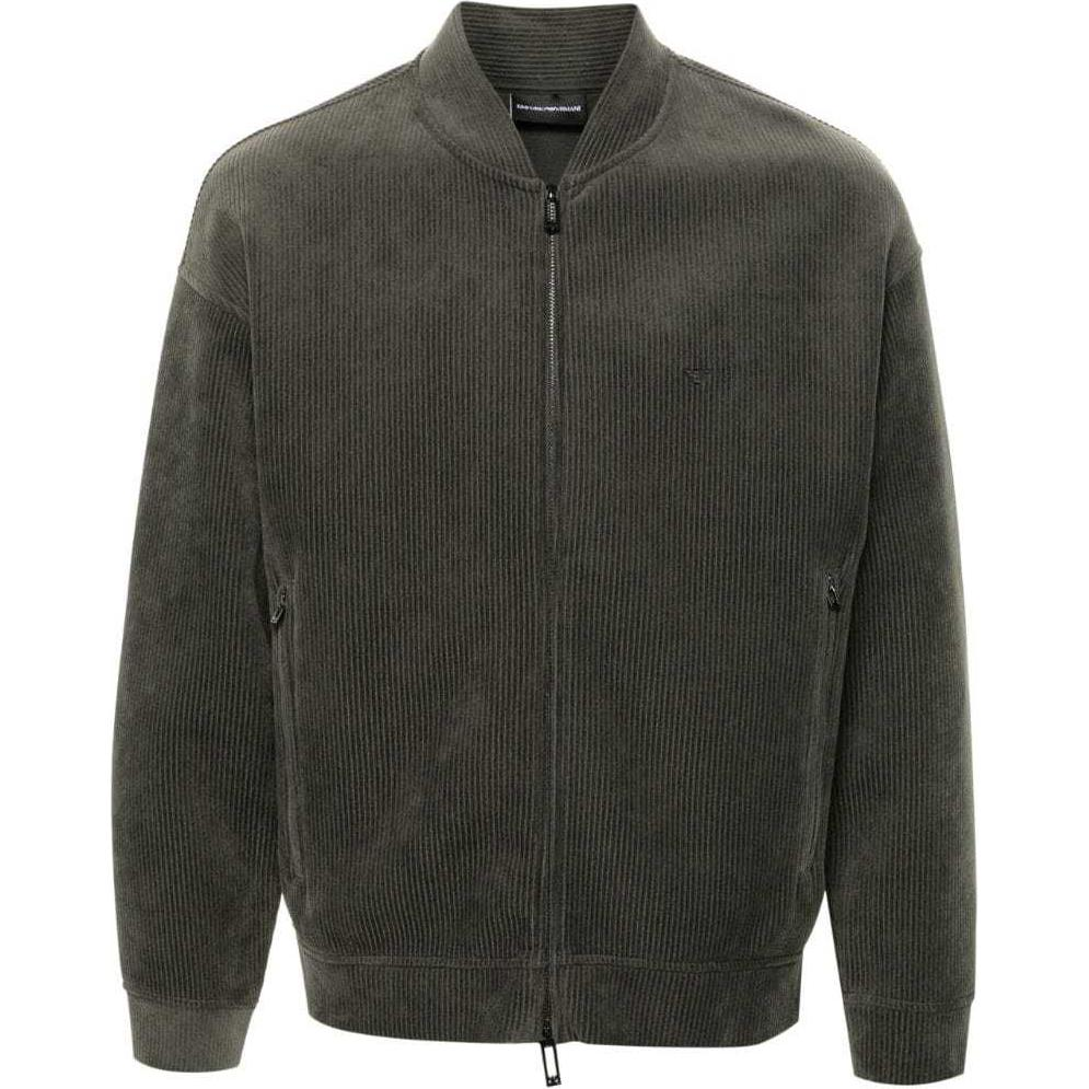 Emporio Armani SS24 Green Embroidered Logo Zip-Up Loose Fit Jacket 6D1M98-1JOWZ-GREEN