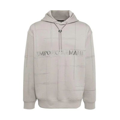 Emporio Armani SS24 Grey Logo Embroidered Loose Fit Hoodie 3D1MDR-1JHSZA-06G1