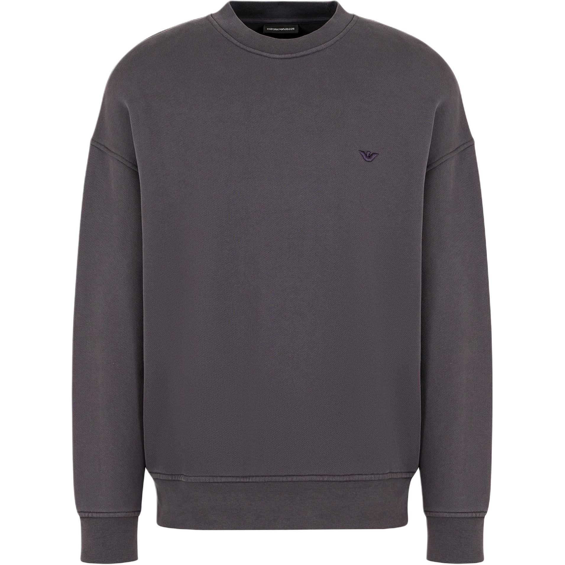 Emporio Armani SS24 Grey Oversized Crewneck Sweatshirt with Logo Embroidery Men 6D1MD4-1JTAZ-0842