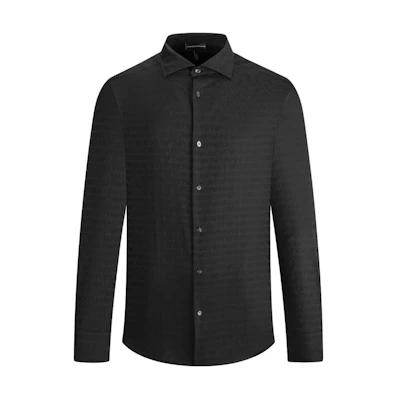 Emporio Armani SS24 Letter Logo Long Sleeve Shirt Black Men 3D1C86-1NIUZ-F056