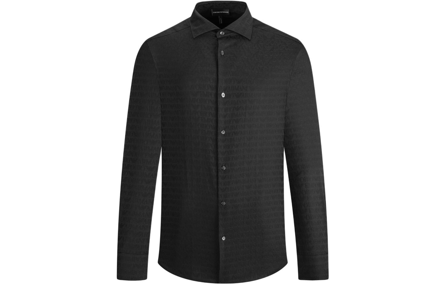 Order Emporio Armani SS24 Letter Logo Long Sleeve Shirt Black Men 3D1C86-1NIUZ-F056