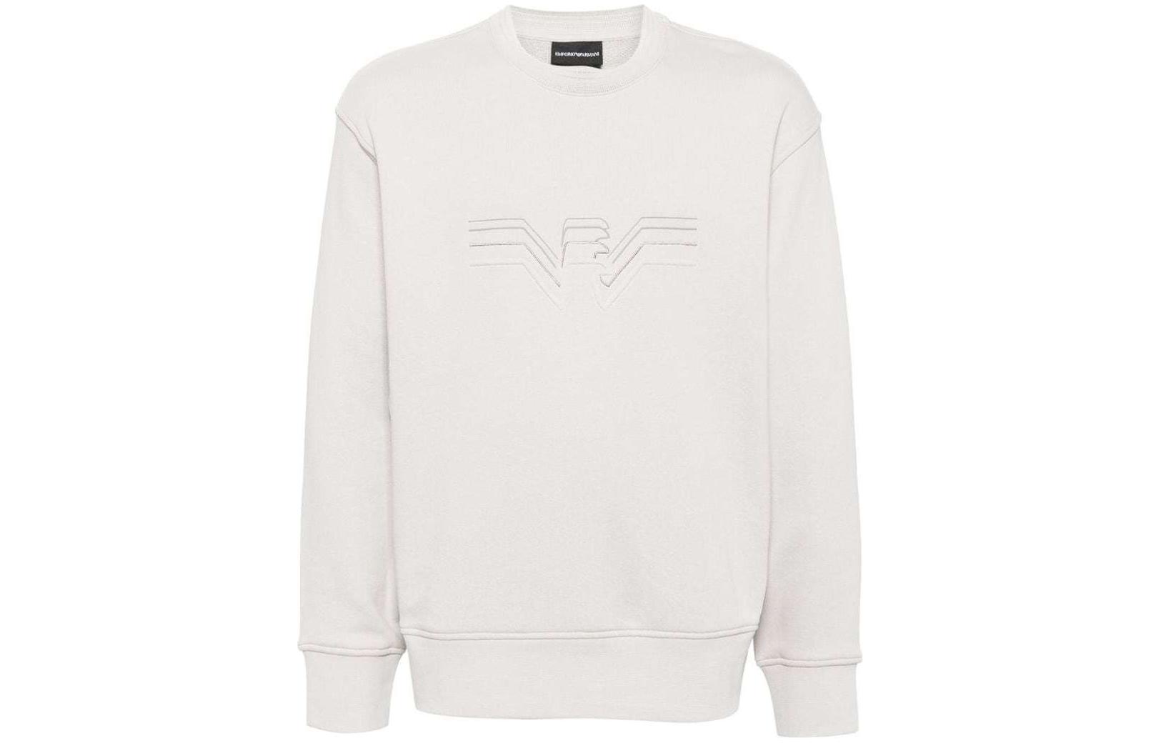 Emporio Armani SS24 Letter Print Crewneck Loose Fit Sweatshirt Men Light Gray 3D1M75-1JWPZ-06A