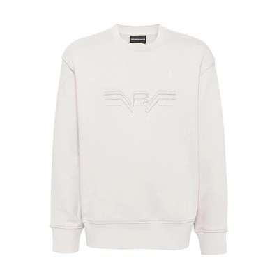 Emporio Armani SS24 Letter Print Crewneck Loose Fit Sweatshirt Men Light Gray 3D1M75-1JWPZ-06A