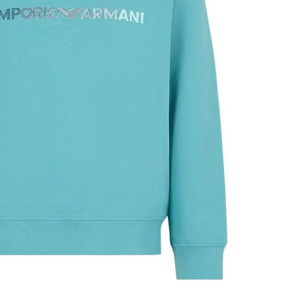 Emporio Armani SS24 Letter Print Crewneck Straight Fit Sweatshirt Men Teal 3D1M70-1JHSZ-0758 圖 5