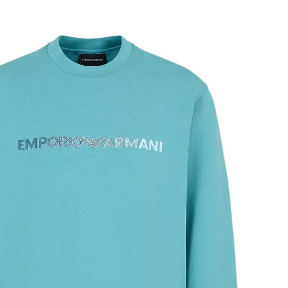 Emporio Armani SS24 Letter Print Crewneck Straight Fit Sweatshirt Men Teal 3D1M70-1JHSZ-0758 圖 6