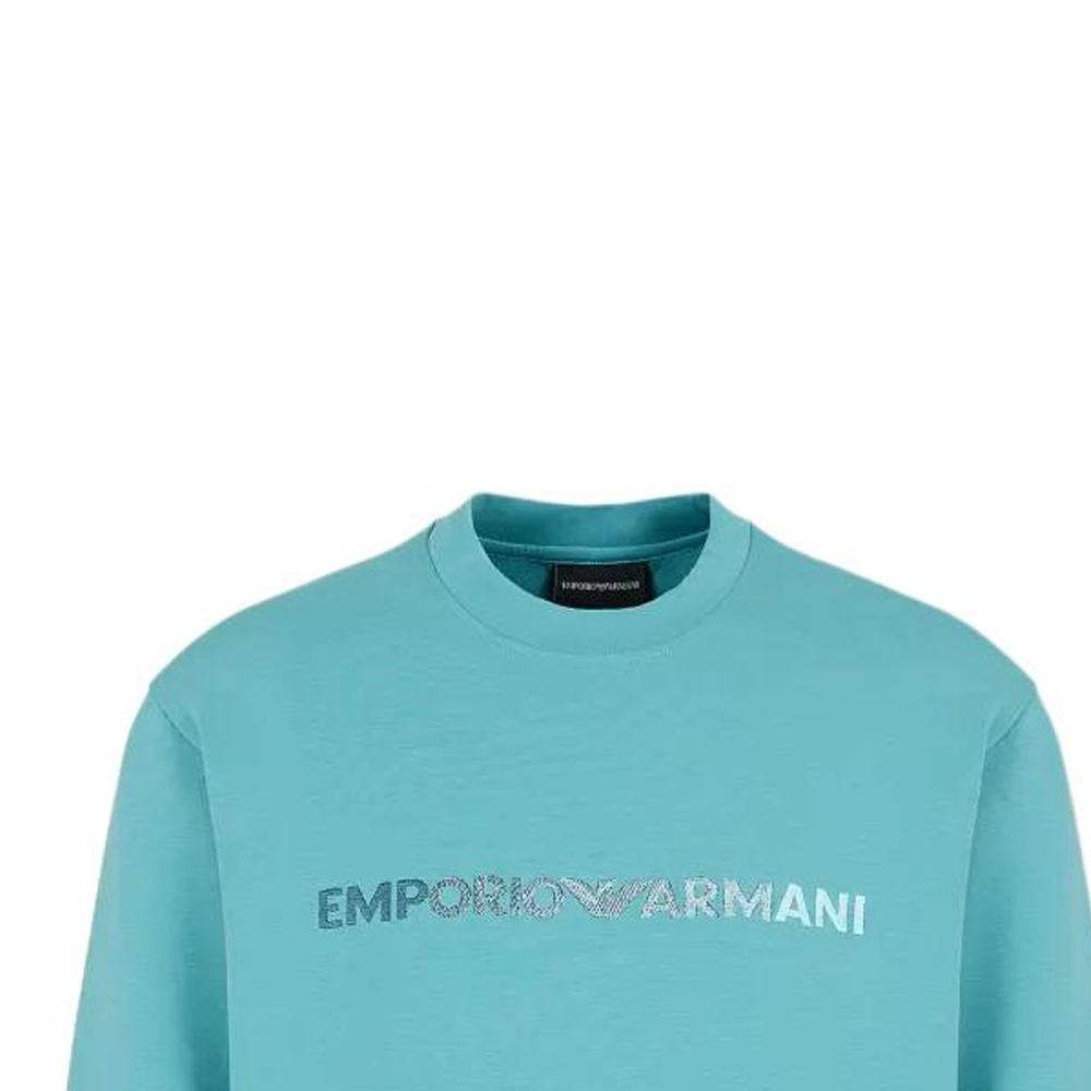 Emporio Armani SS24 Letter Print Crewneck Straight Fit Sweatshirt Men Teal 3D1M70-1JHSZ-0758 圖 7