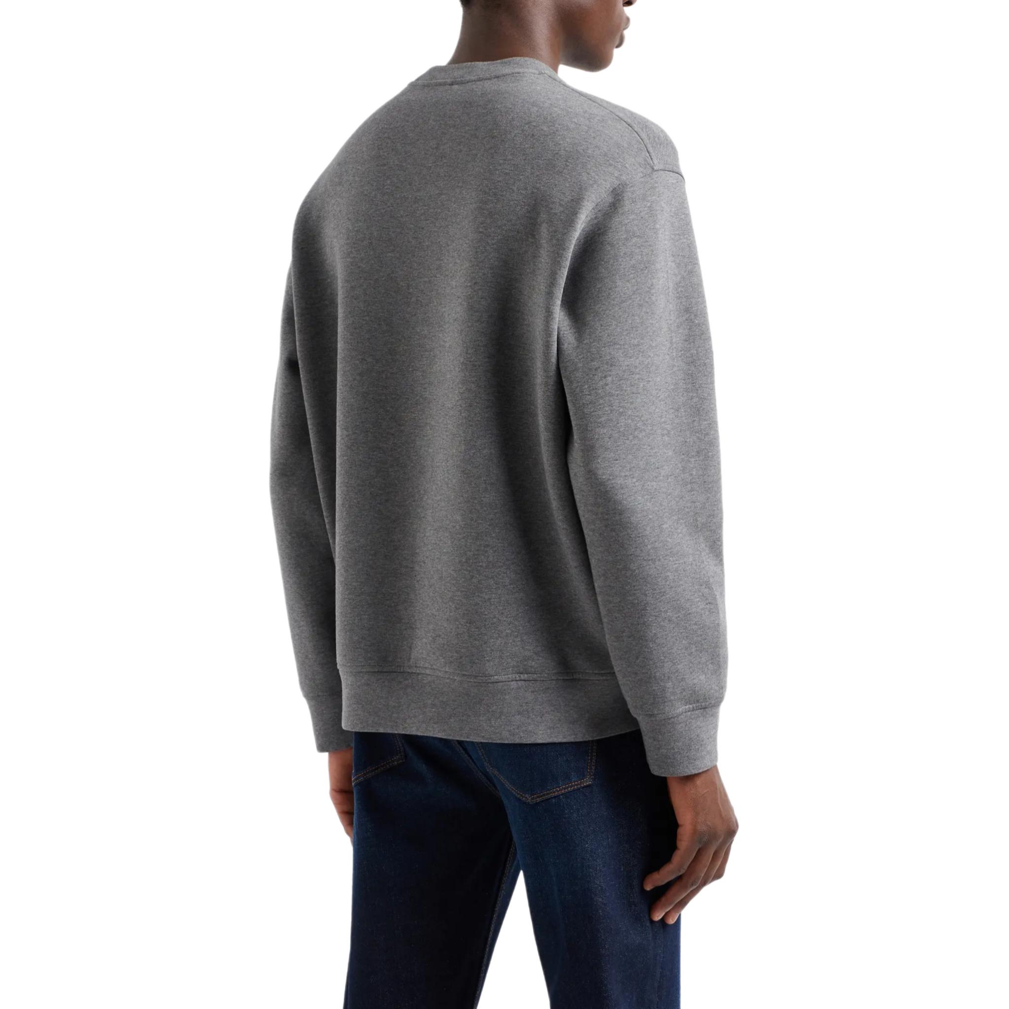 Shop EMPORIO ARMANI SS24 Logo 圓領套頭長袖衛衣 淺灰色 6D1M76-1JHSZ-0631