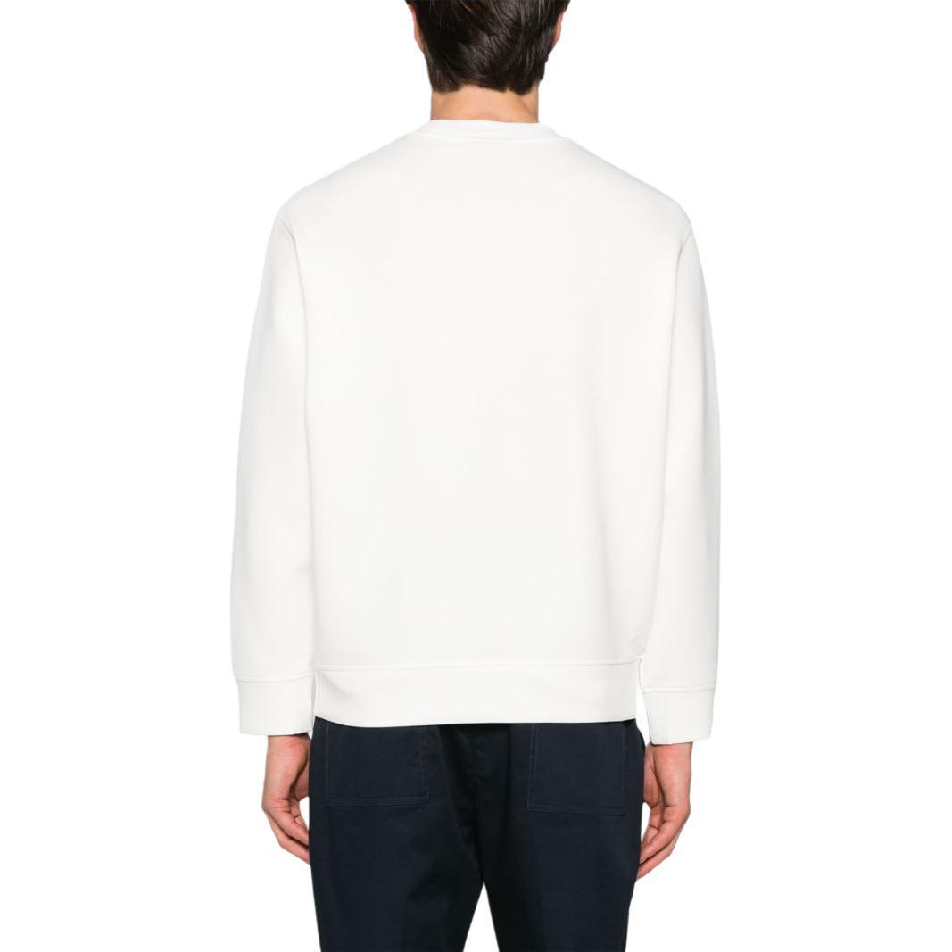 Shop EMPORIO ARMANI SS24 Logo Embossed Crewneck Sweatshirt Lengan Panjang Putih Lelaki. 6D1M76-1JHSZ