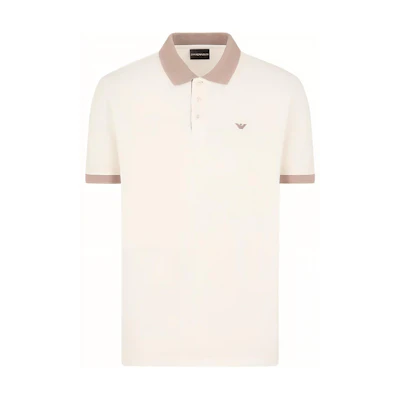 EMPORIO ARMANI SS24 Logo Embroidered Colorblock Polo Shirt Men Off-White. 3D1FM11-JTKZ1-0101