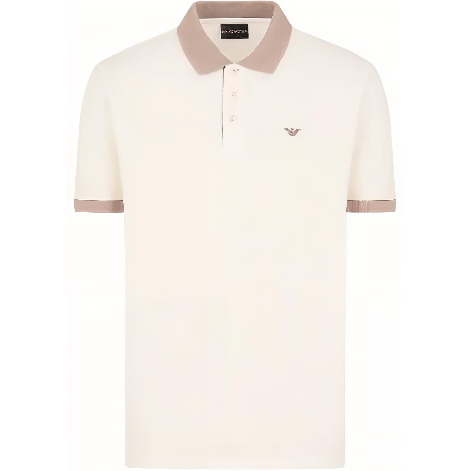 Order EMPORIO ARMANI SS24 男士logo刺繡拼色短袖Polo衫 米白色 3D1FM11-JTKZ1-0101