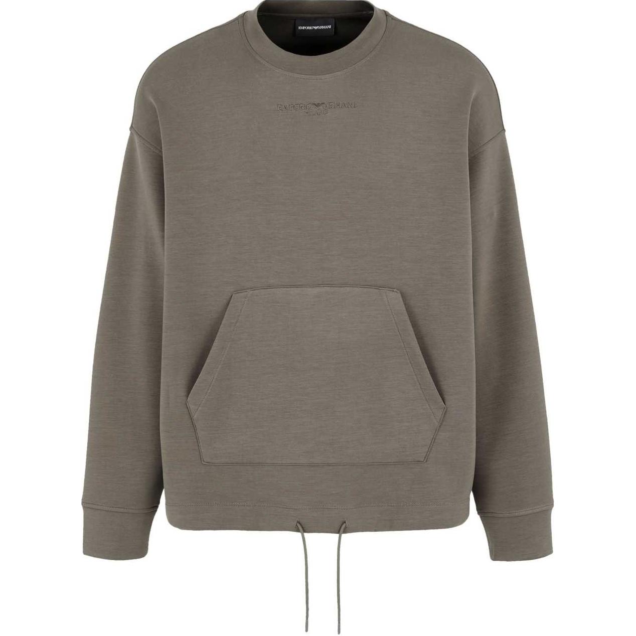 Emporio Armani SS24 Logo Embroidered Crewneck Sweatshirt Brown Men’s 6D1MC1-1JRRZ-06K0