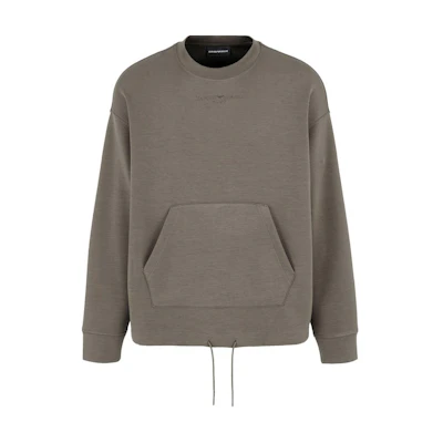 Emporio Armani SS24 Logo Embroidered Crewneck Sweatshirt Brown Men’s 6D1MC1-1JRRZ-06K0