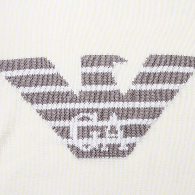 Purchase エンポリオアルマーニ SS24 ロゴ ニット Vネック カジュアル ベスト メンズ オフホワイト 3D1MXU-1MQDZ-0128