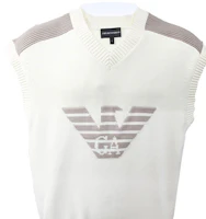 Sizing EMPORIO ARMANI SS24 男士Logo針織V領休閒背心 奶白色 3D1MXU-1MQDZ-0128