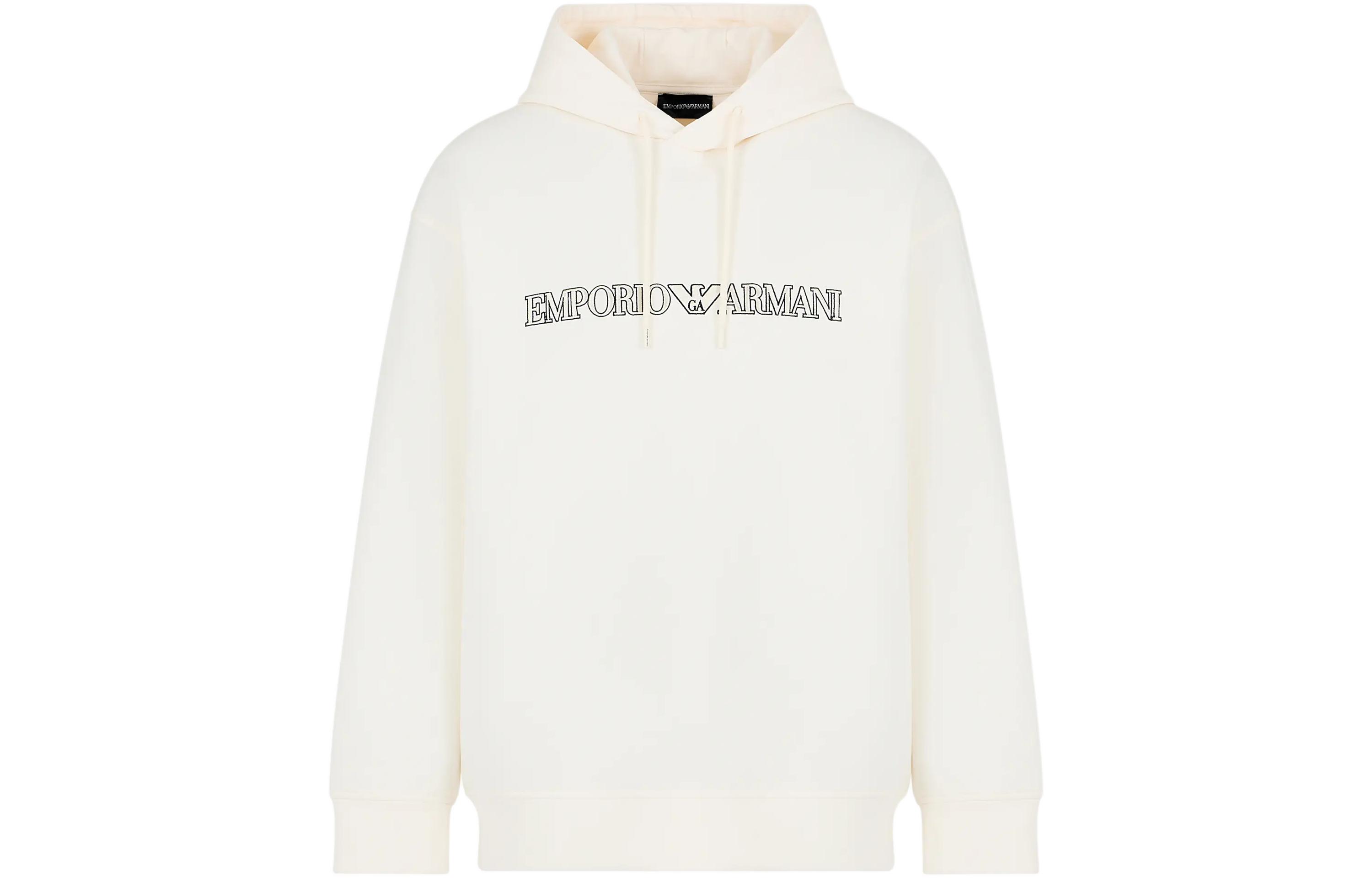 Emporio Armani SS24 Logo Print Loose Fit Hoodie White - 3D1M63-1JHSZ-01A9