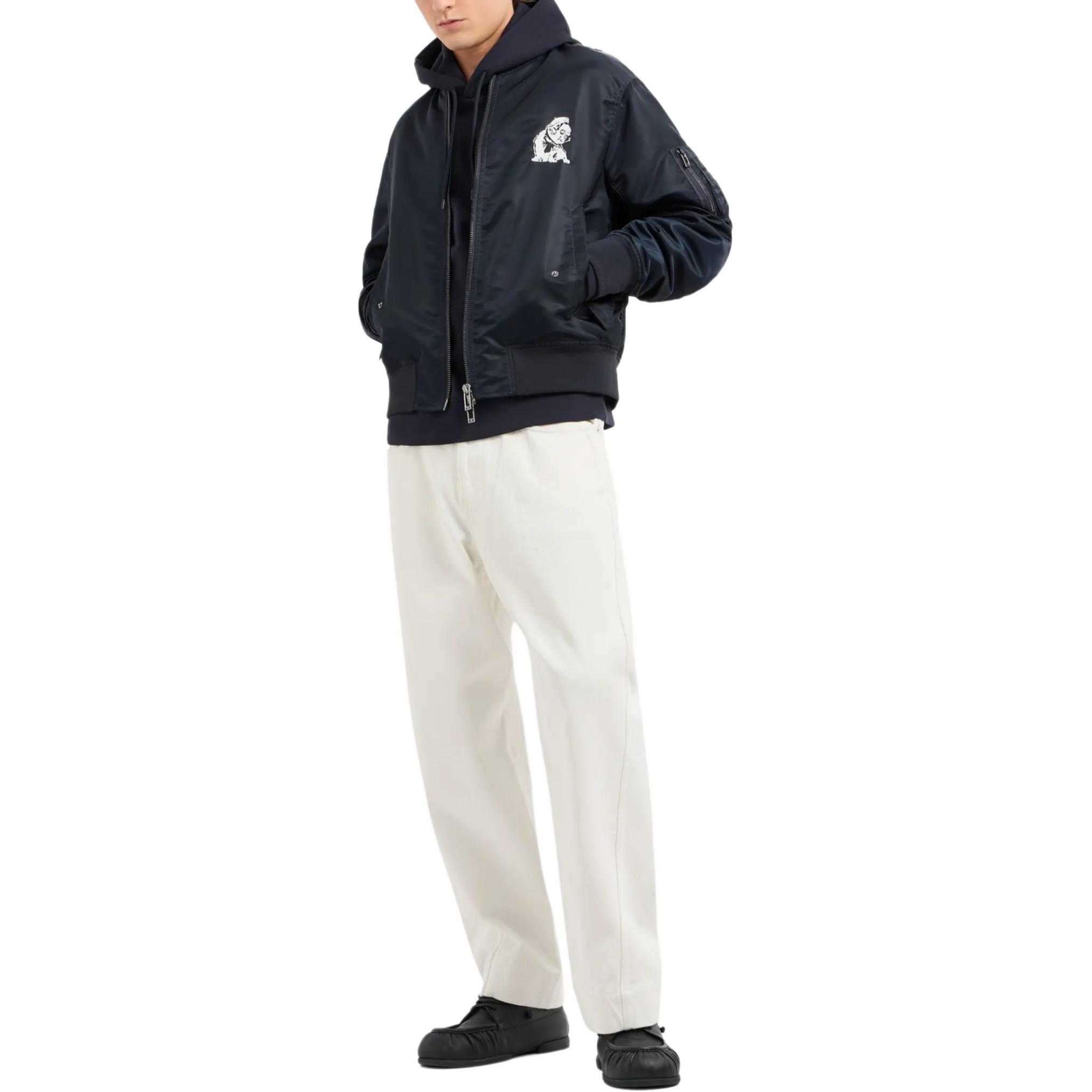 Emporio Armani SS24 Navy Blue Hoodie with Embroidered Bulldog Design 6D1MB9-1JHSZ-0920 圖 3