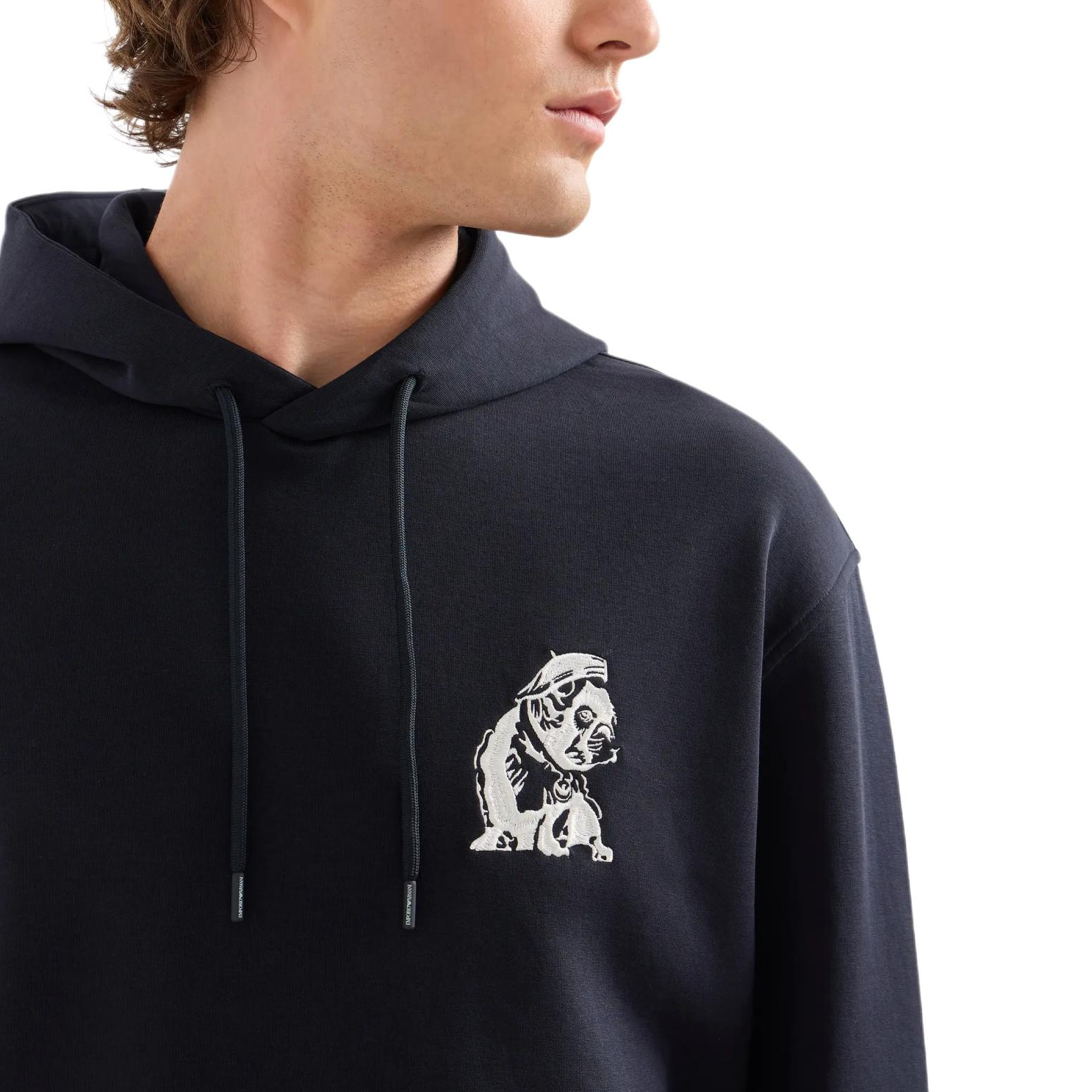 Emporio Armani SS24 Navy Blue Hoodie with Embroidered Bulldog Design 6D1MB9-1JHSZ-0920 圖 6