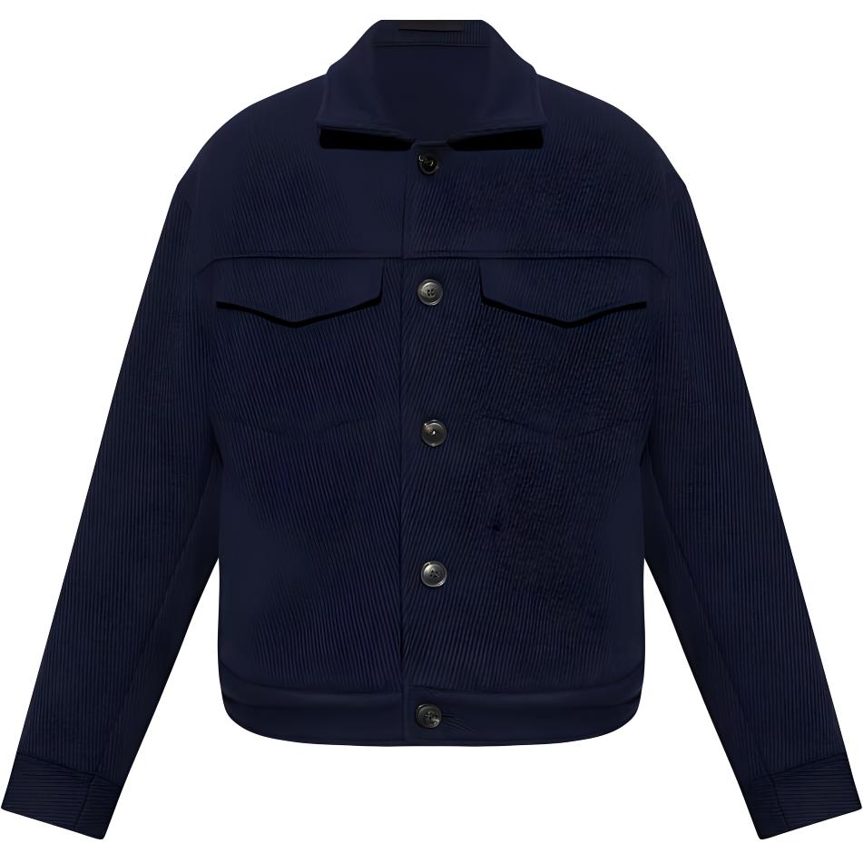 Emporio Armani SS24 Navy Blue Single-Breasted Long-Sleeve Jacket for Men 6D1B6U1K70Z-SEAMILITARYBLUE