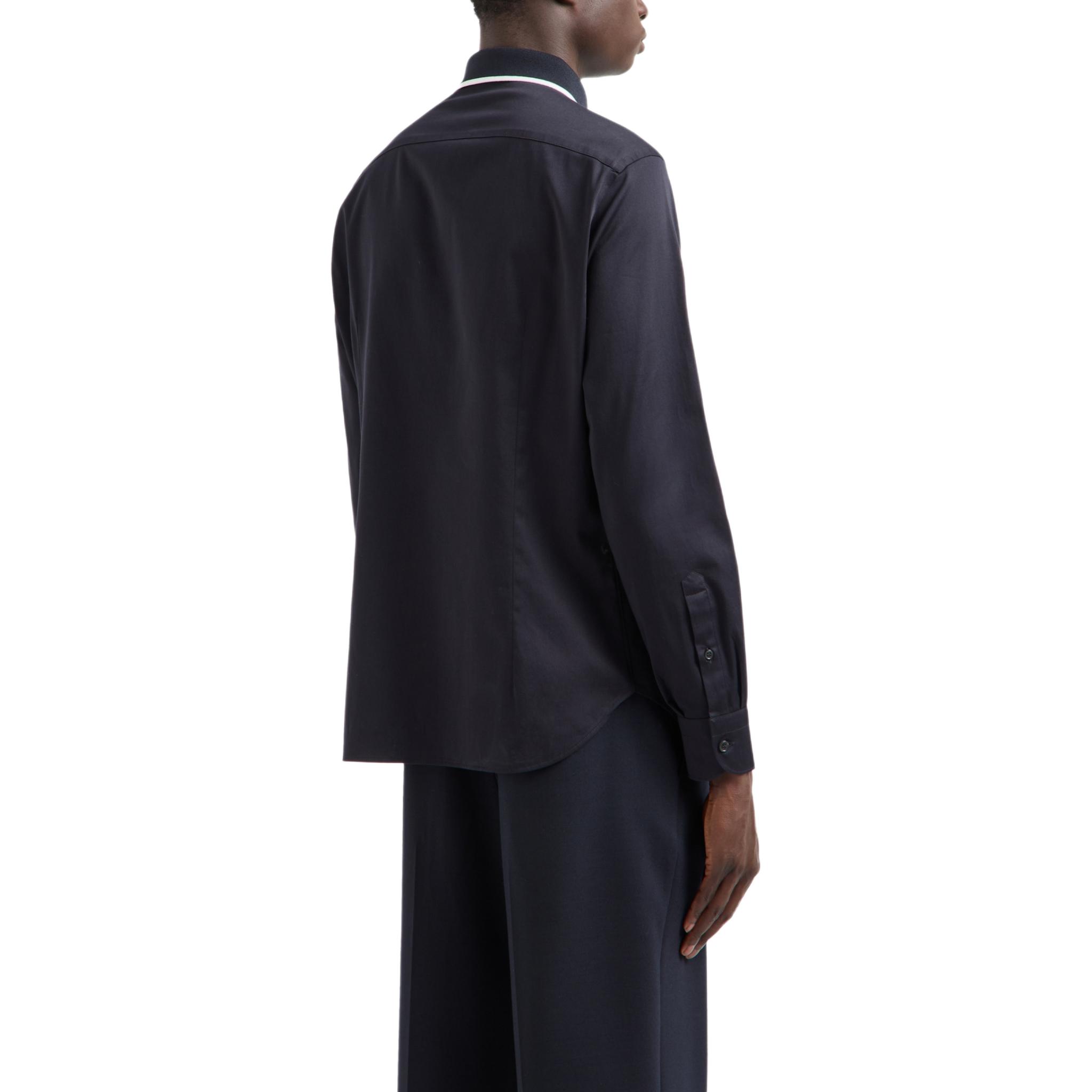 Lookbook EMPORIO ARMANI SS24 Navy Blue Stripe Embroidered Eagle Long-Sleeve Shirt Men 6D1CM1-1K6DZ-0920