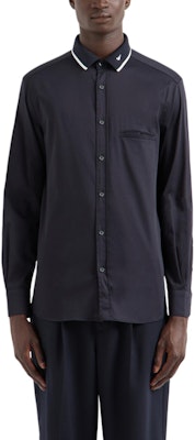 EMPORIO ARMANI SS24 Navy Blue Stripe Embroidered Eagle Long-Sleeve Shirt Men 6D1CM1-1K6DZ-0920 Shop EMPORIO ARMANI SS24 Navy Blue Stripe Embroidered Eagle Long-Sleeve Shirt Men 6D1CM1-1K6DZ-0920