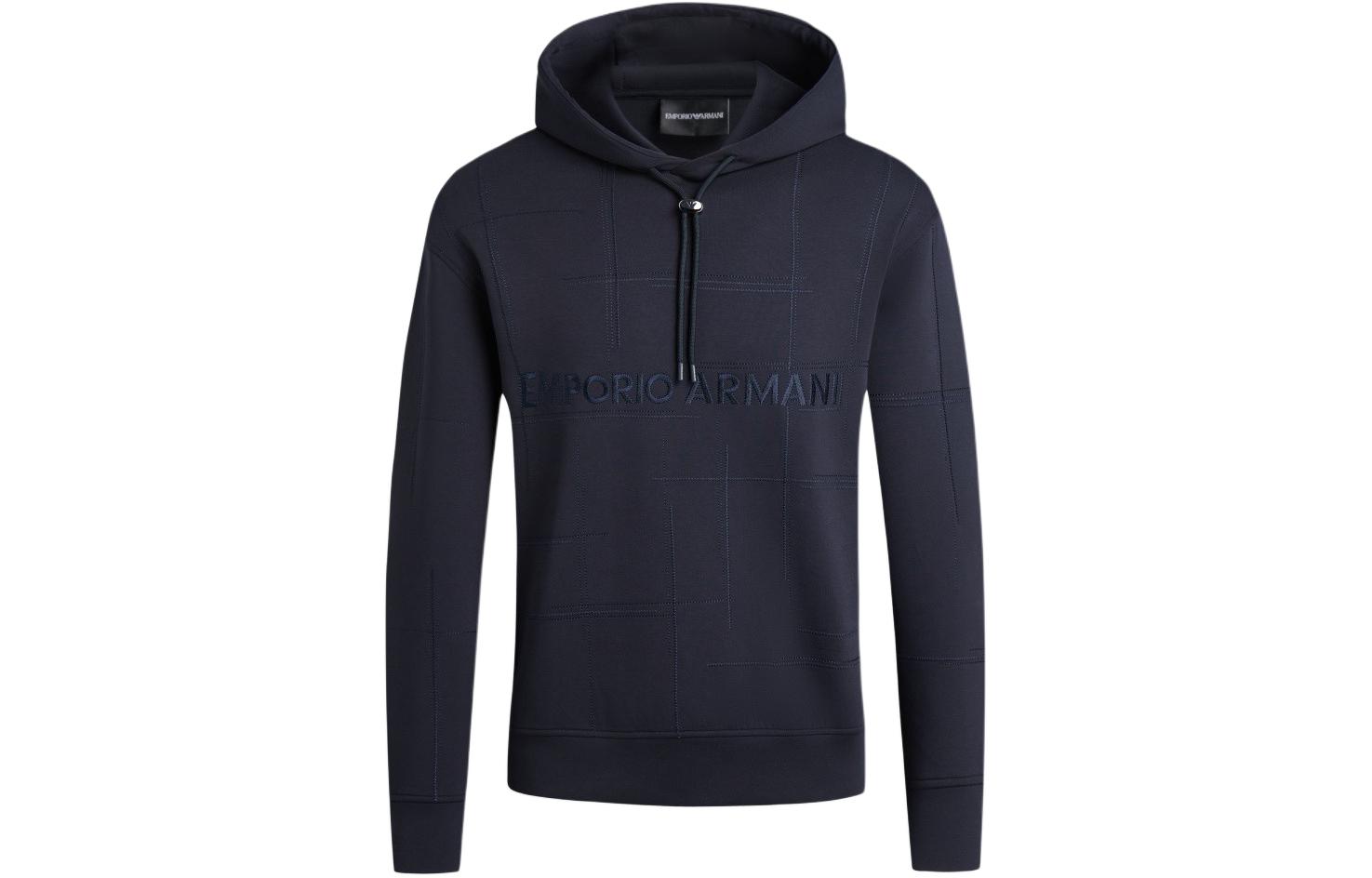 Emporio Armani SS24 Navy Hoodie with Logo Pattern 3D1MDR-1JHSZ-0920