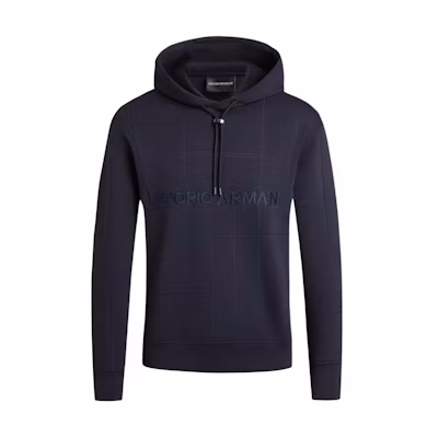 Emporio Armani SS24 Navy Hoodie with Logo Pattern 3D1MDR-1JHSZ-0920