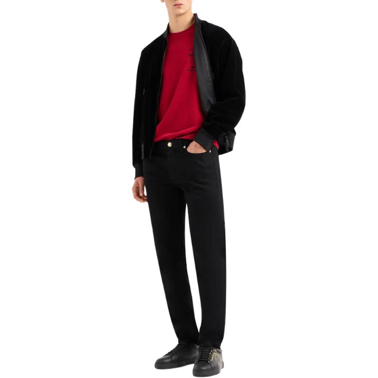 Shop Emporio Armani SS24 雙面刺繡龍圖外套 黑色 EM000008AF10020-U8133