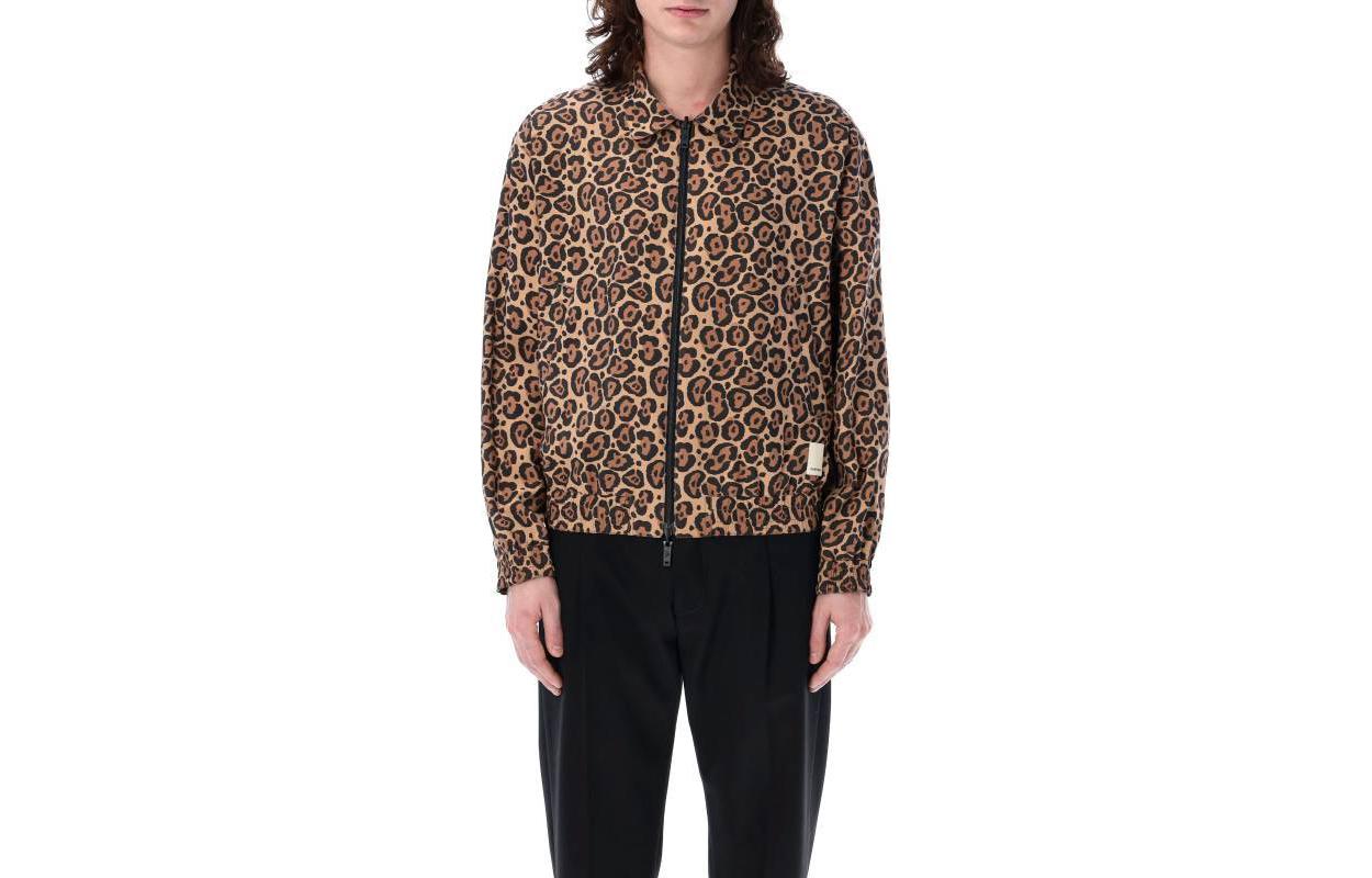 Emporio Armani SS24 Reversible Leopard Print Zip Jacket Men’s Brown 3D1B9E-1K41Z-F402