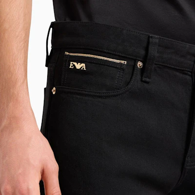 EMPORIO ARMANI SS24 Slim Fit Low-Rise Black Casual Jeans for Men EM000051-AF10073-MC002 Details for EMPORIO ARMANI SS24 Slim Fit Low-Rise Black Casual Jeans for Men EM000051-AF10073-MC002