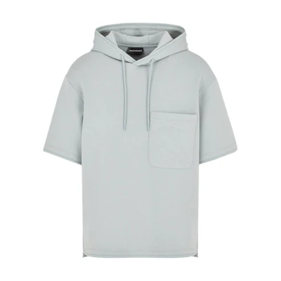 Emporio Armani SS24 Solid Color Loose Hoodie T-Shirt Light Cyan 6D1MC5-1JHSZ-06J9