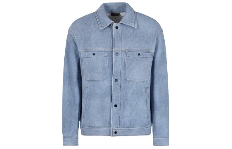 EMPORIO ARMANI SS24 Solid Color Single-Breasted Fitted Jacket Men’s Blue 3D1MEF1-JWPZ1-F917