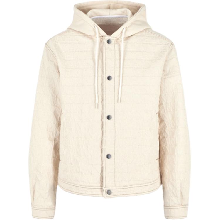 Emporio Armani SS24 Solid Hooded Long-Sleeve Jacket Off-White 3D1BG6-1K2YZ-0128