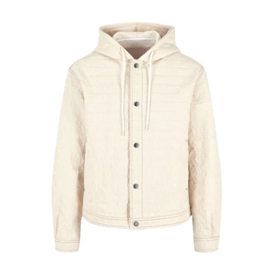 Emporio Armani SS24 Solid Hooded Long-Sleeve Jacket Off-White 3D1BG6-1K2YZ-0128