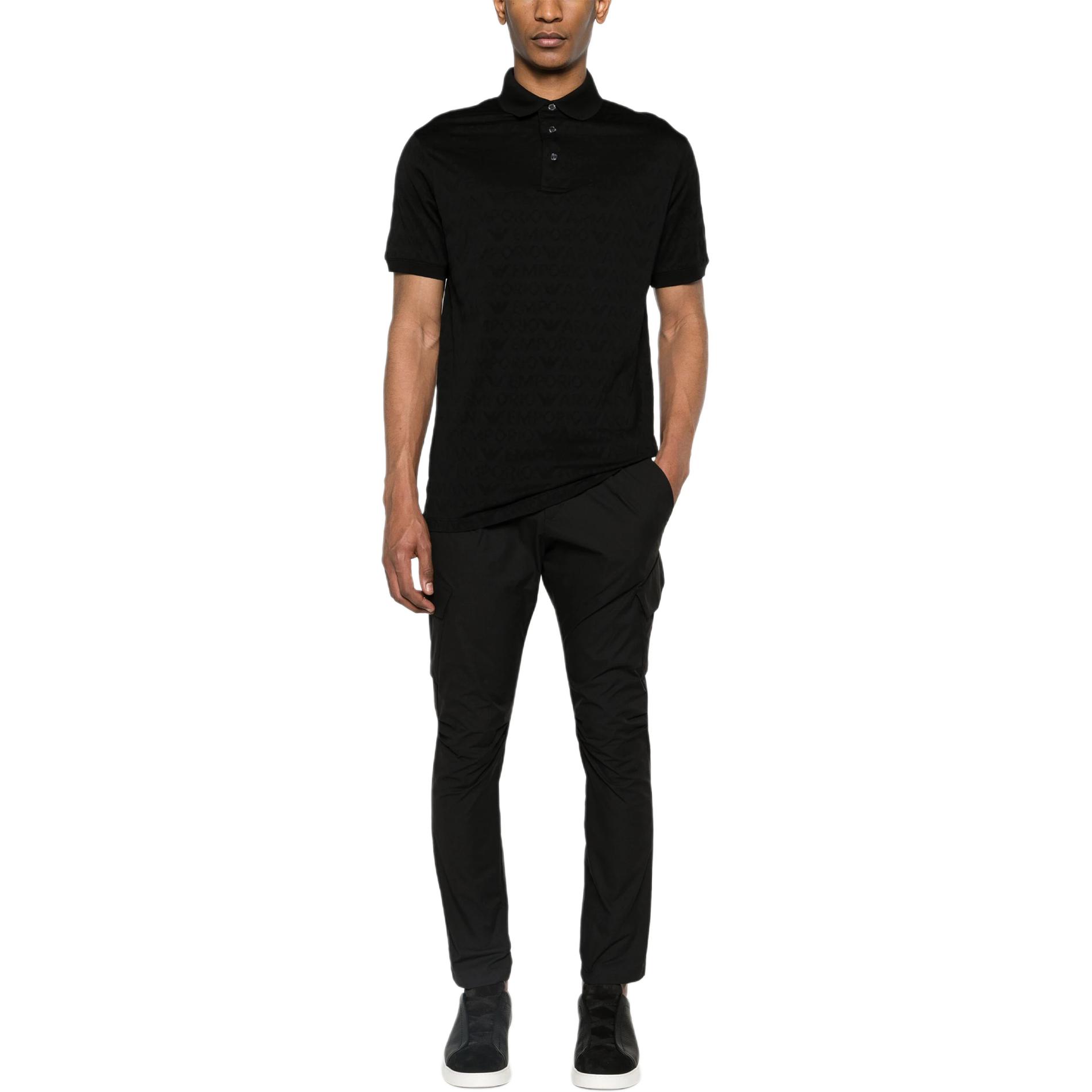 Lookbook エンポリオアルマーニ SS24 ロゴジャカード 半袖ポロシャツ メンズ ブラック 3D1FM8-1JORZ-0999