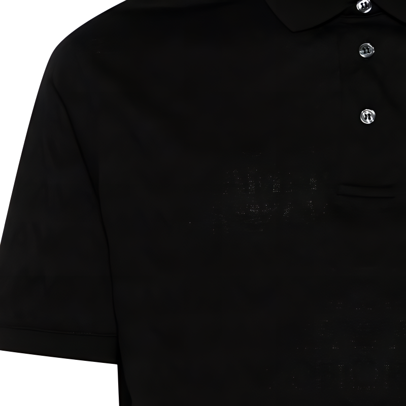 Sizing エンポリオアルマーニ SS24 ロゴジャカード 半袖ポロシャツ メンズ ブラック 3D1FM8-1JORZ-0999