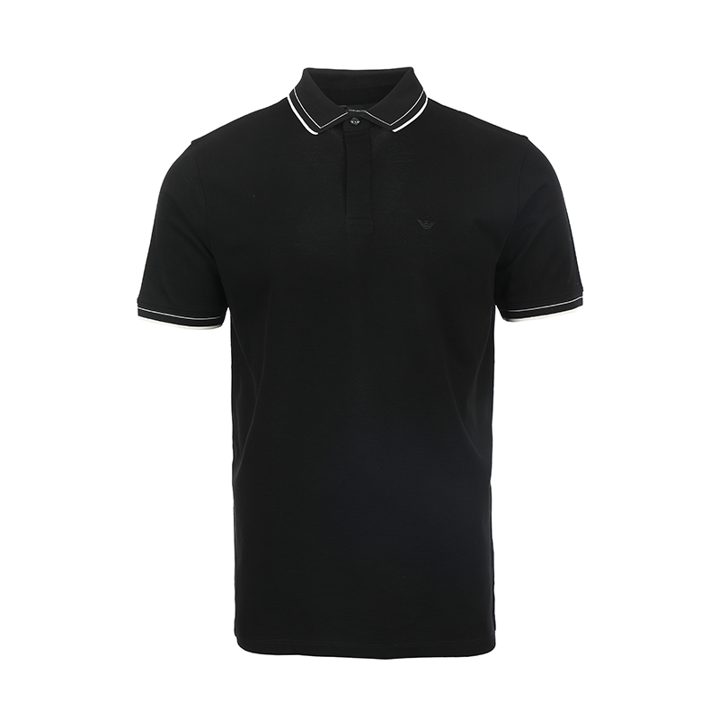 Order Emporio Armani SS24 Striped Logo Embroidery Short Sleeve Polo Shirt Black 3D1FM61JTKZ0999