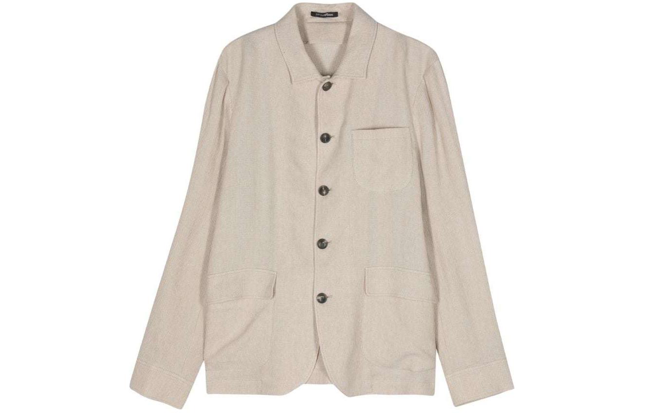 Emporio Armani SS24 Waffle Textured Wide Collar Pocket Jacket Beige Men’s E31G53-F1411-106