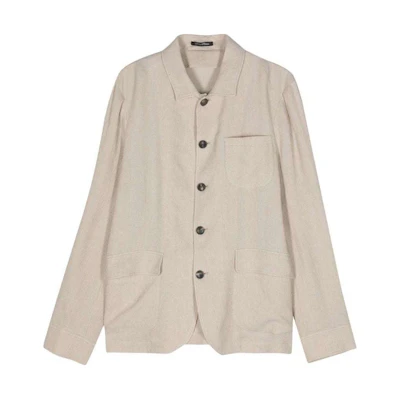 Emporio Armani SS24 Waffle Textured Wide Collar Pocket Jacket Beige Men’s E31G53-F1411-106