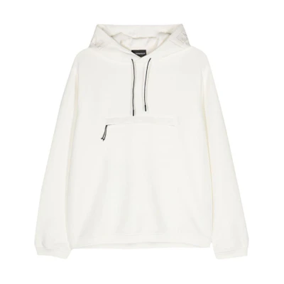 Emporio Armani SS24 White Hoodie with Logo Print and Solid Color Design EM000039-AF10103-UB011