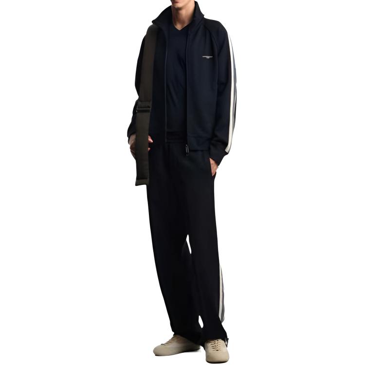 Shop 安普里奥阿玛尼SS25海军蓝字母印花弹力腰休闲裤 EM002873-AF13488-UB118