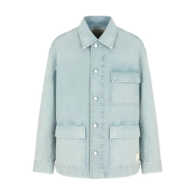 Emporio Armani SS25 Solid Color Logo Engraved Long Sleeve Jacket Men Blue EM001708-AF13908-U9170