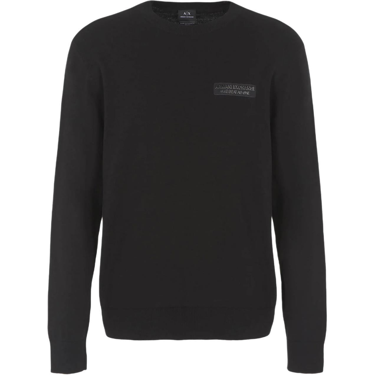 Emporio Armani SS25 Solid Crewneck Slim Fit Long Sleeve Sweatshirt Black Men 6RZM1E-ZMX8Z-1200