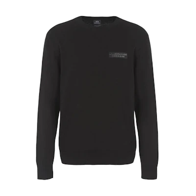 Emporio Armani SS25 Solid Crewneck Slim Fit Long Sleeve Sweatshirt Black Men 6RZM1E-ZMX8Z-1200
