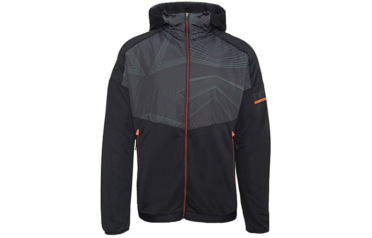 Emporio Armani Striped Colorblock Zip Hoodie Jacket - Black 6HPM39-PJ16Z-1200