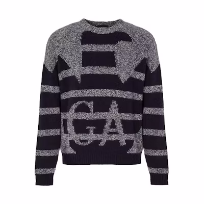 EMPORIO ARMANI Striped Print Crewneck Pullover Sweater Men’s Blue 6R1MXR1-MMCZ1-F908