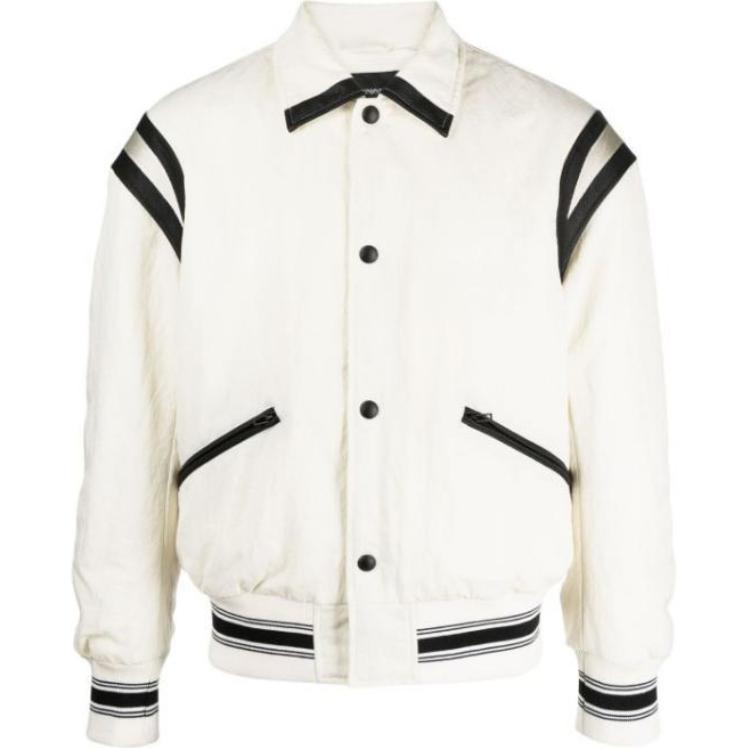 Emporio Armani Striped Print Single-Breasted Jacket White Long Sleeve 6R1BZ2-1NZOZ-0128