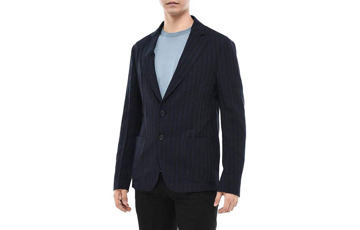 Emporio Armani Striped Single-Breasted Blazer Jacket - Blue 51G87S-51S37-0921