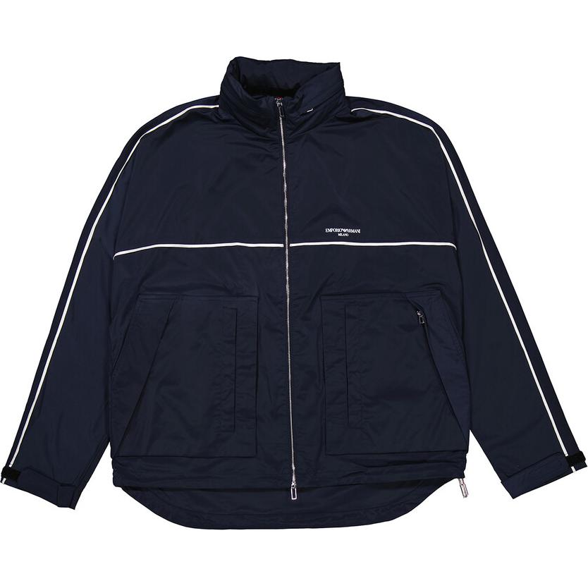 Emporio Armani Striped Stand Collar Zip Jacket Navy Blue 3L1BC1-1NDBZ-0920